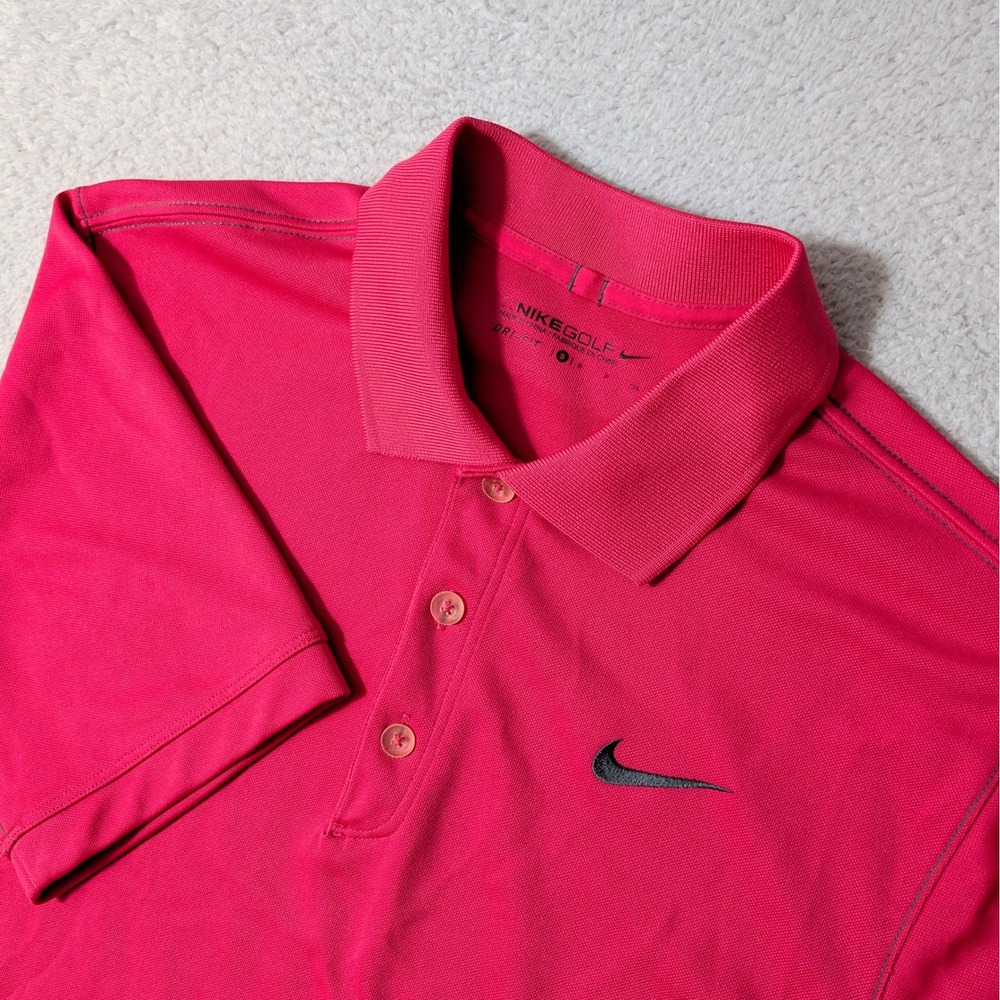 Nike Golf Polo Mens Sm Pink Dri-FIT Short Sleeve Swoosh 400434-616